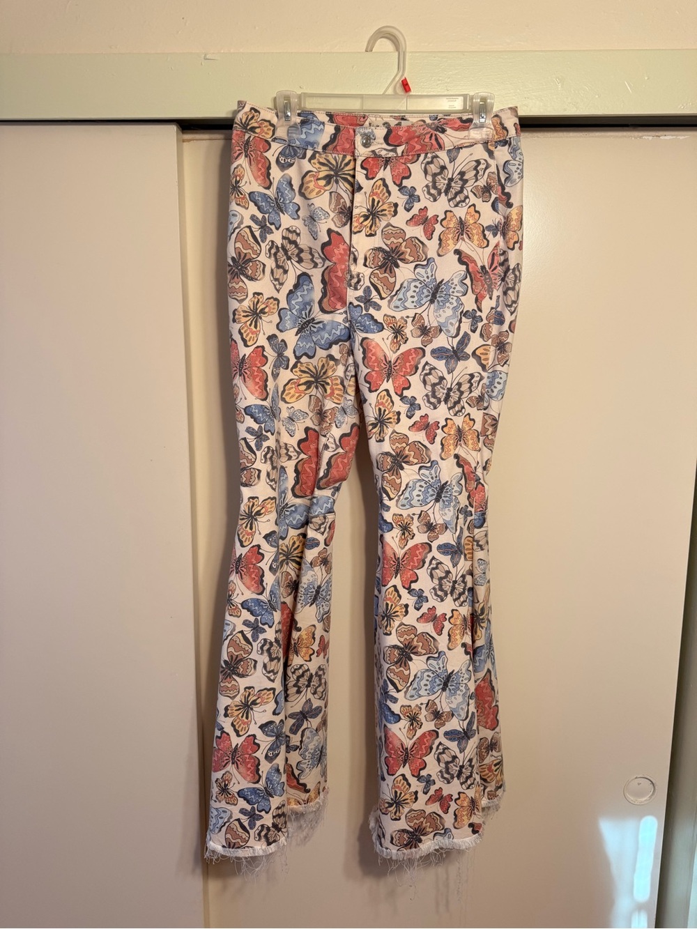 We The Free Bootcut Butterfly Print Pants - Blue, Red, Brown, Cream